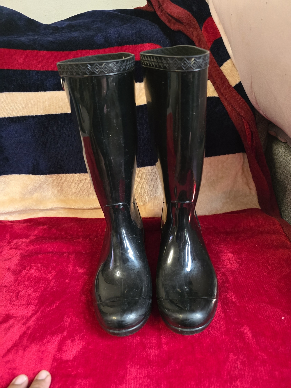 UGG Women's Black Glossy Tall Rain Boots